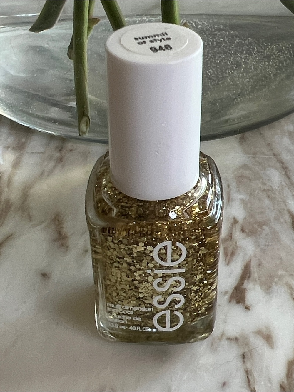 essie Gold Glitter Nail Polish - Sparkling Gold Nail Top Coat